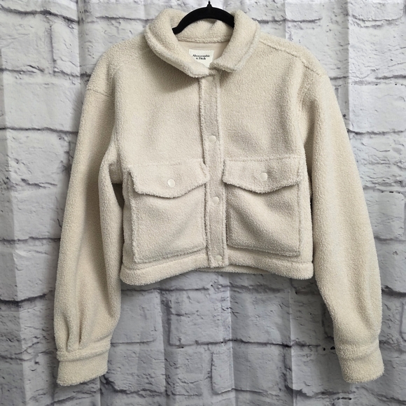 Abercrombie & Fitch Cream Sherpa Teddy Jacket Size Small - Picture 4 of 16
